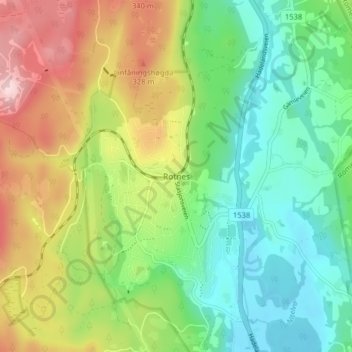 Rotnes topographic map, elevation, terrain
