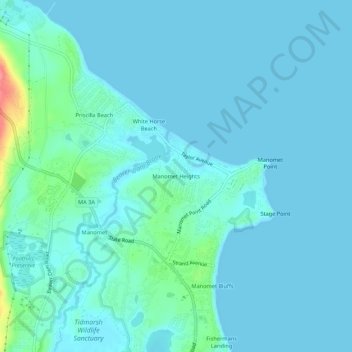 Manomet Heights topographic map, elevation, terrain