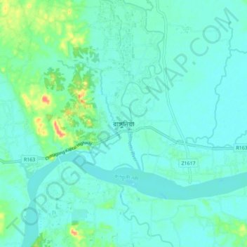 Rangunia topographic map, elevation, terrain