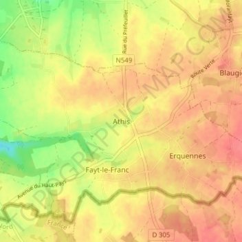 Athis topographic map, elevation, terrain