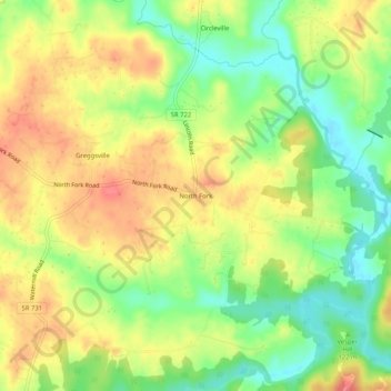 North Fork topographic map, elevation, terrain