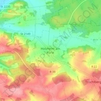 Holzheim am Forst topographic map, elevation, terrain