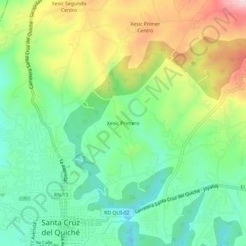 Xesic Primero topographic map, elevation, terrain