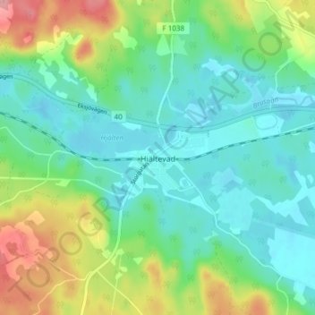 Hjältevad topographic map, elevation, terrain