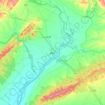 Jhelum topographic map, elevation, terrain