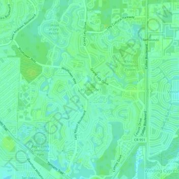 Lely Resort topographic map, elevation, terrain