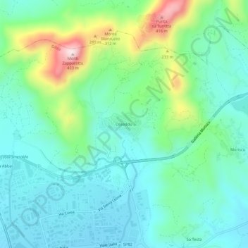 Villaggio Olbia 2 topographic map, elevation, terrain