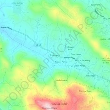 Brightwater topographic map, elevation, terrain