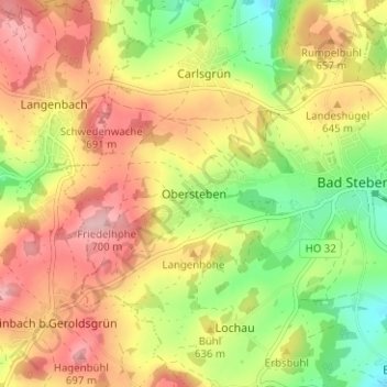 Obersteben topographic map, elevation, terrain