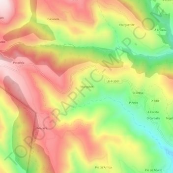 Vilargoíde topographic map, elevation, terrain