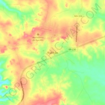 Riachão topographic map, elevation, terrain