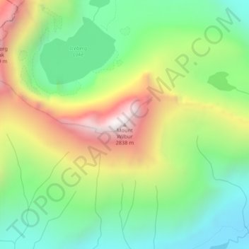 Mount Wilbur topographic map, elevation, terrain