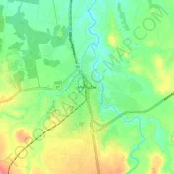 Mareeba topographic map, elevation, terrain