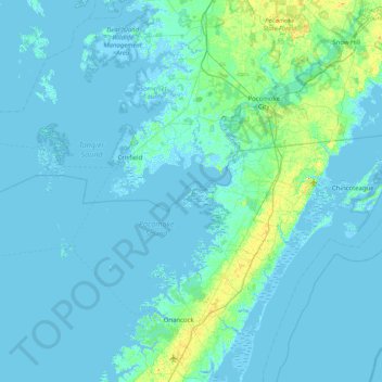 Saxis Island topographic map, elevation, terrain