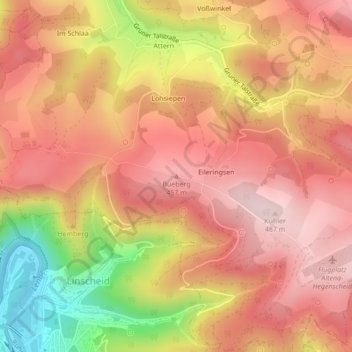 Bueberg topographic map, elevation, terrain