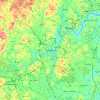 Lawrence topographic map, elevation, terrain