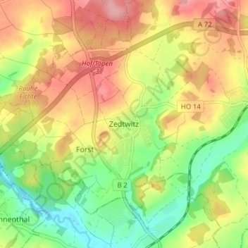 Zedtwitz topographic map, elevation, terrain