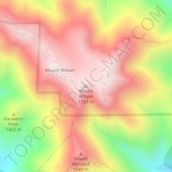 Mount Wilson topographic map, elevation, terrain