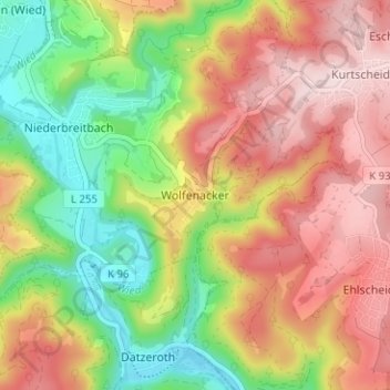 Wolfenacker topographic map, elevation, terrain