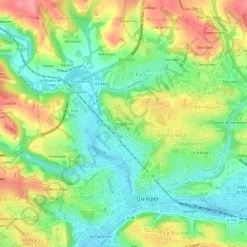 Stang-Bihan topographic map, elevation, terrain
