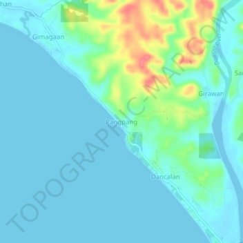 Pangpang topographic map, elevation, terrain