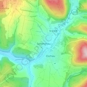 Sommerau topographic map, elevation, terrain