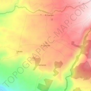 El Carmen topographic map, elevation, terrain