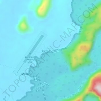 Batu Bungan topographic map, elevation, terrain