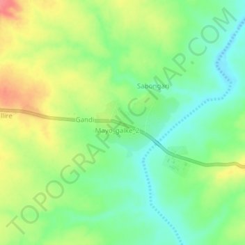 Mayo Galke topographic map, elevation, terrain