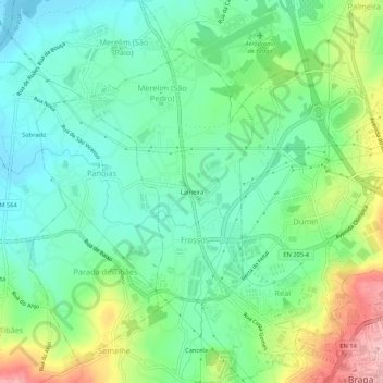 Lameira topographic map, elevation, terrain
