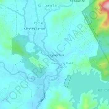 Kampung Jerlang topographic map, elevation, terrain