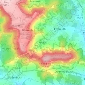 Rödlas topographic map, elevation, terrain