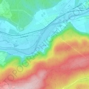 Arcier topographic map, elevation, terrain
