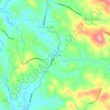 Kurianad topographic map, elevation, terrain
