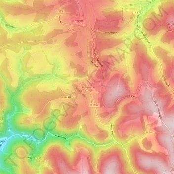 Neukirch topographic map, elevation, terrain