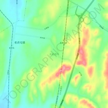 大老虎村 topographic map, elevation, terrain