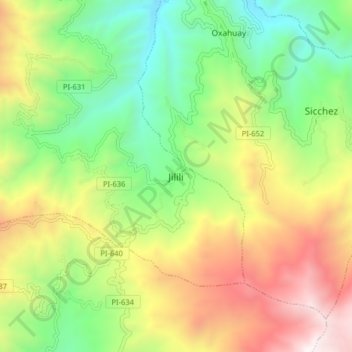 Jilili topographic map, elevation, terrain