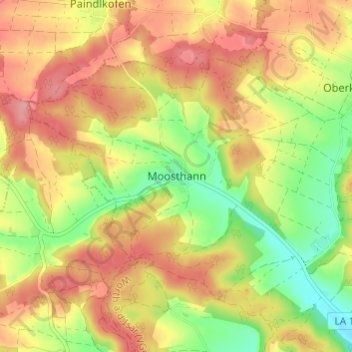 Moosthann topographic map, elevation, terrain