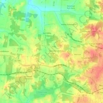 Petite Subdivision topographic map, elevation, terrain