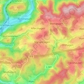 Marienhagen topographic map, elevation, terrain