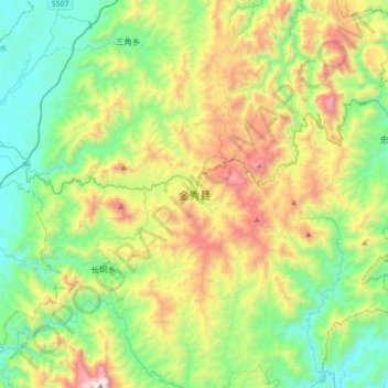 金秀县 topographic map, elevation, terrain