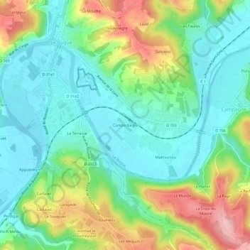 Combe Nègre topographic map, elevation, terrain