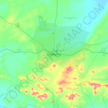 Dodoma topographic map, elevation, terrain