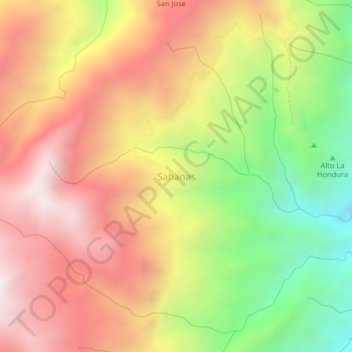 Sabanas topographic map, elevation, terrain