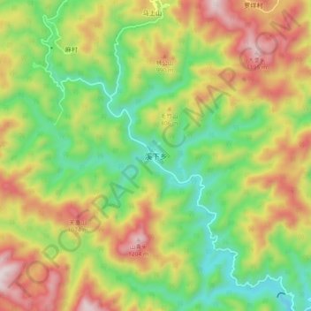 溪下乡 topographic map, elevation, terrain