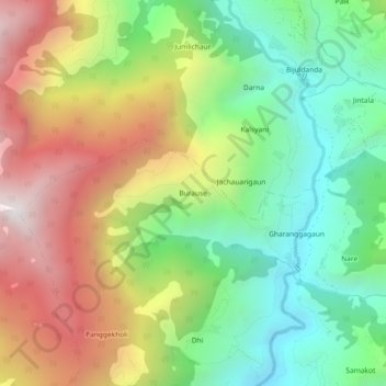 Burause topographic map, elevation, terrain