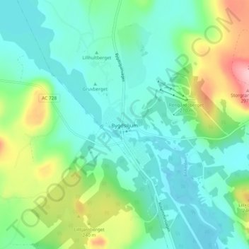 Bygdsiljum topographic map, elevation, terrain