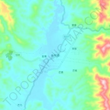 永平镇 topographic map, elevation, terrain