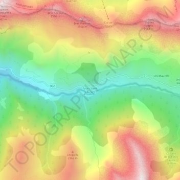 Fours Saint-Laurent topographic map, elevation, terrain