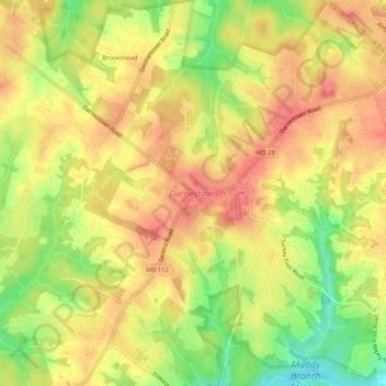 Darnestown topographic map, elevation, terrain